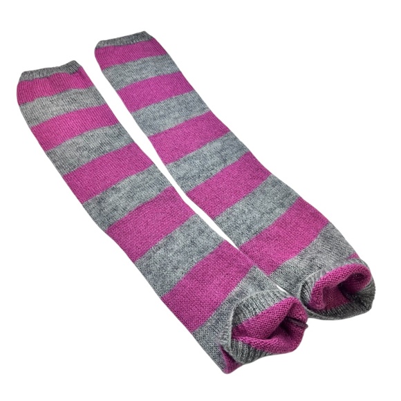 Vintage 90's Pink Gray Stripes Leg Warmers - Picture 7 of 8